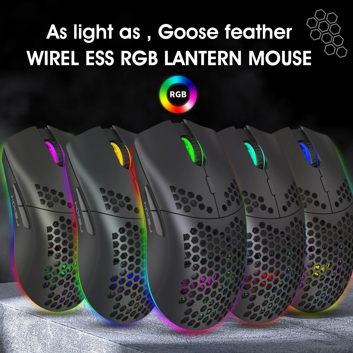 Wireless Rechargeable RGB Mouse