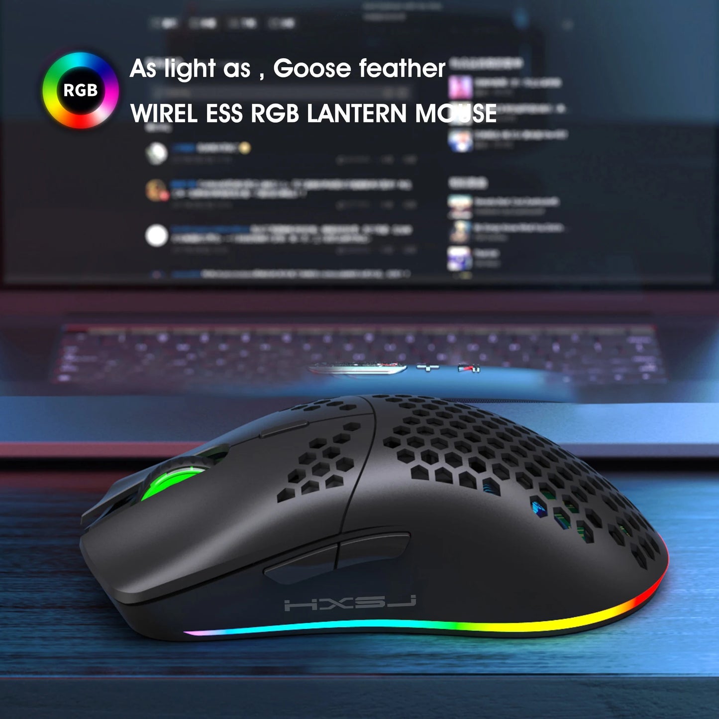 Wireless Rechargeable RGB Mouse