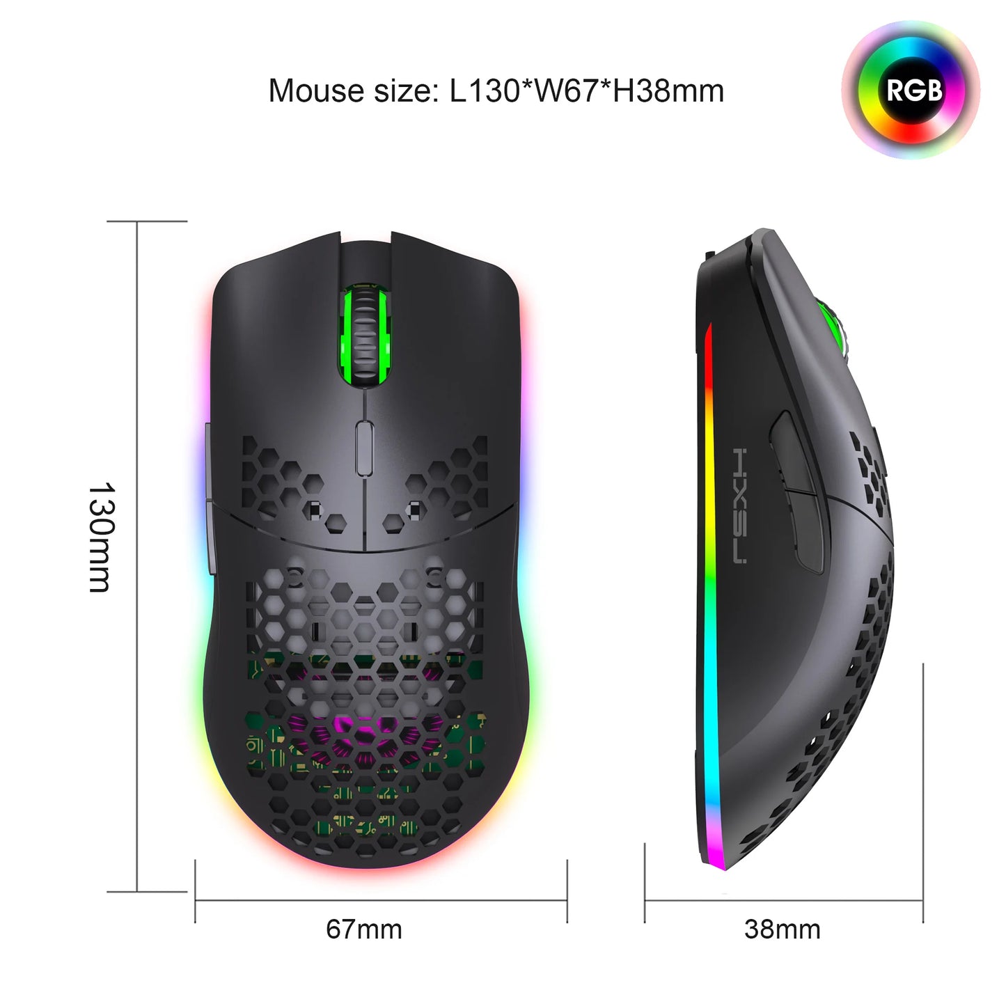 Wireless Rechargeable RGB Mouse